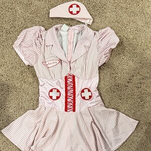 Adult Women’s Nurse Costume in Pink and White